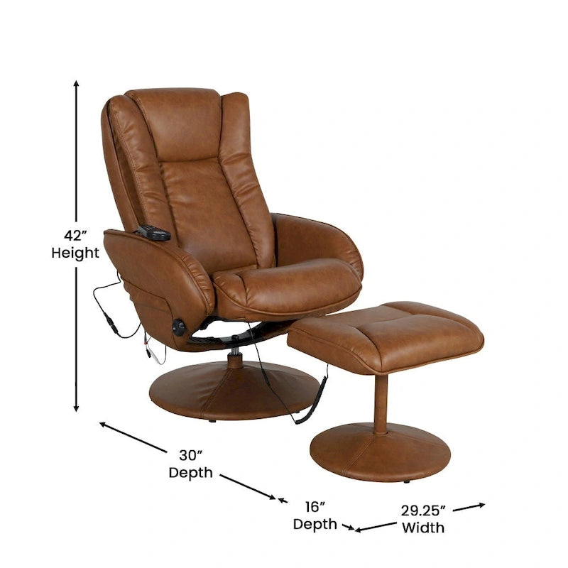 Fauteuil inclinable multiposition LeatherSoft massant avec pouf
