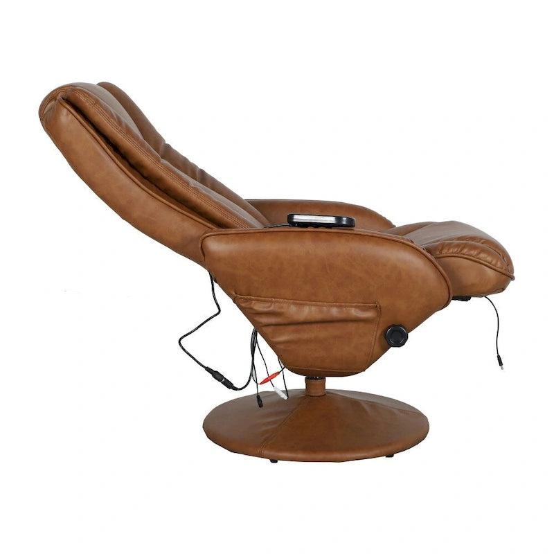Fauteuil inclinable multiposition LeatherSoft massant avec pouf