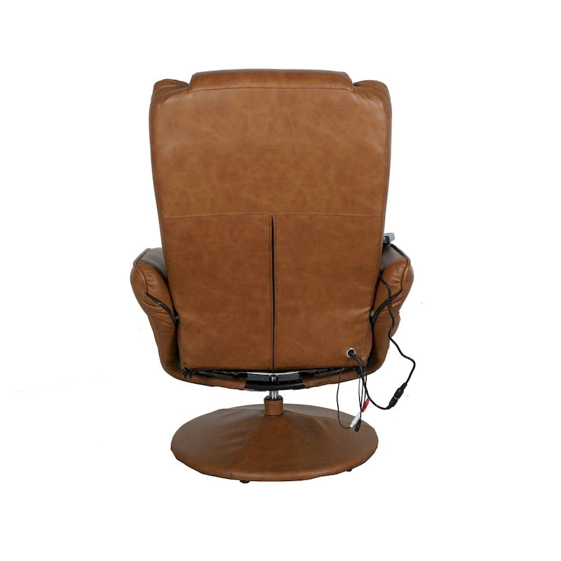 Fauteuil inclinable multiposition LeatherSoft massant avec pouf