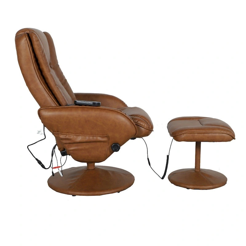 Fauteuil inclinable multiposition LeatherSoft massant avec pouf