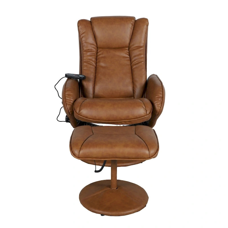 Fauteuil inclinable multiposition LeatherSoft massant avec pouf