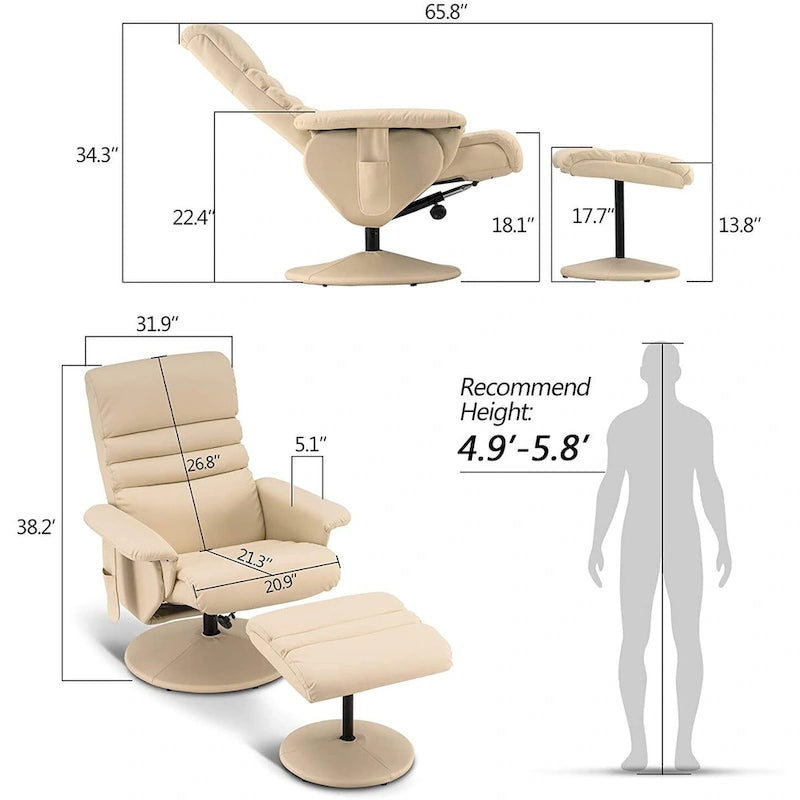 Fauteuil de massage électrique avec pouf