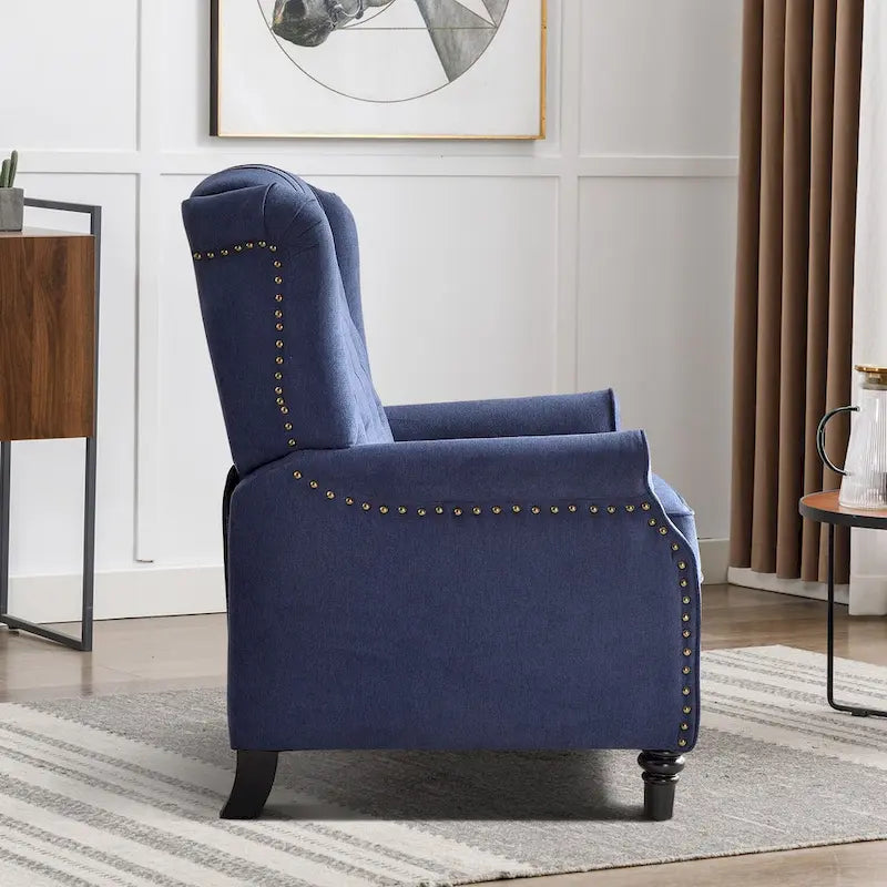 Fauteuil inclinable à dossier capitonné et pieds en bois