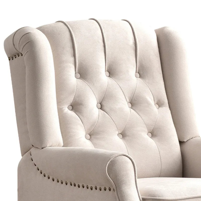 Fauteuil inclinable à dossier capitonné et pieds en bois