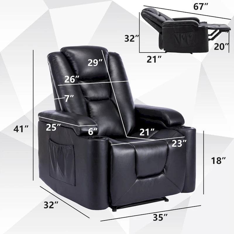 Fauteuil inclinable électrique en cuir pour cinéma maison, doux