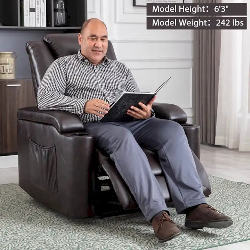 Fauteuil inclinable électrique en cuir pour cinéma maison, doux