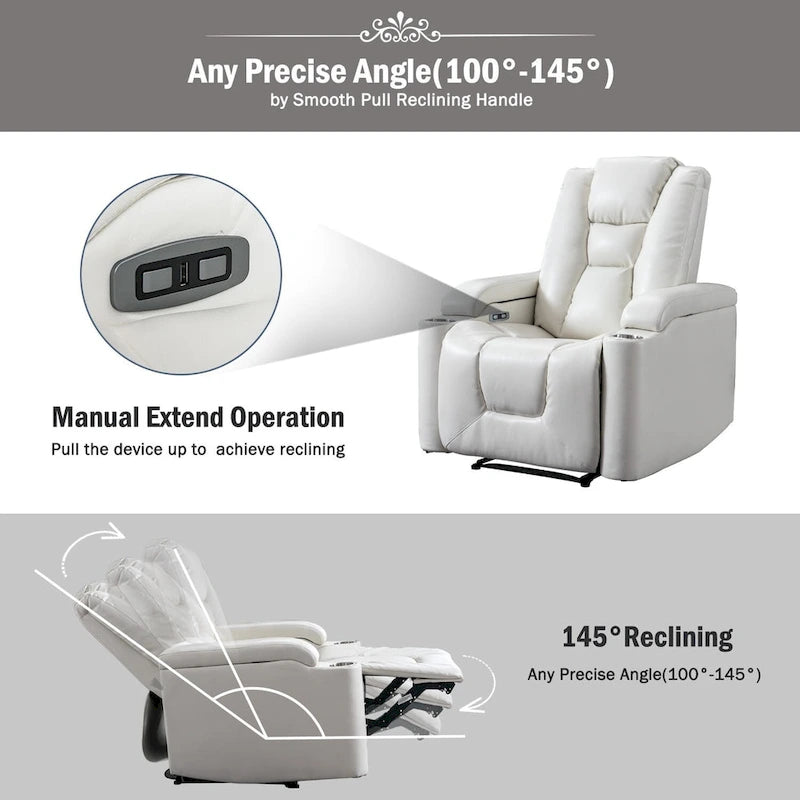 Fauteuil inclinable électrique en cuir pour cinéma maison, doux