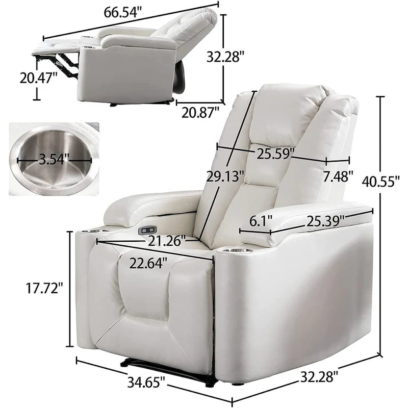 Fauteuil inclinable électrique en cuir pour cinéma maison, doux