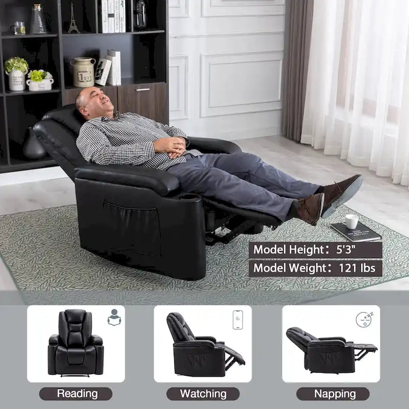 Fauteuil inclinable électrique en cuir pour cinéma maison, doux