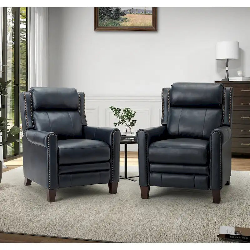 Felisa, ensemble de 2 fauteuils inclinables manuels en cuir véritable, largeur 32,48 po