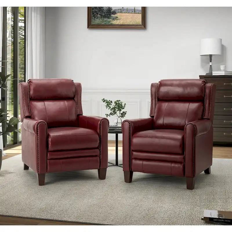 Felisa, ensemble de 2 fauteuils inclinables manuels en cuir véritable, largeur 32,48 po