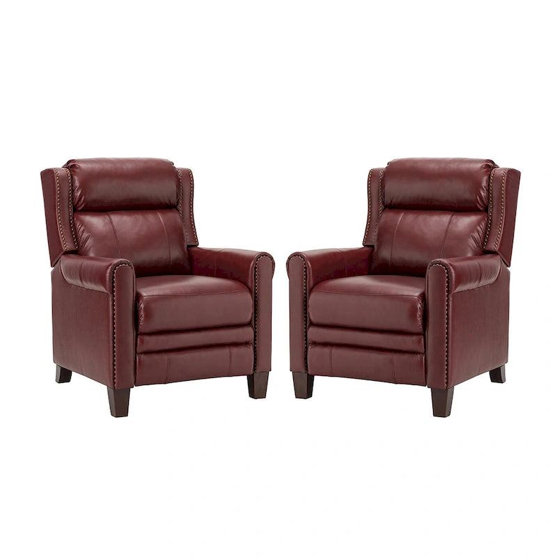 Felisa, ensemble de 2 fauteuils inclinables manuels en cuir véritable, largeur 32,48 po