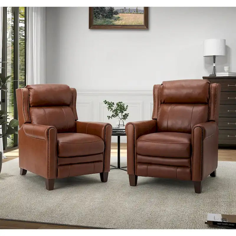 Felisa, ensemble de 2 fauteuils inclinables manuels en cuir véritable, largeur 32,48 po