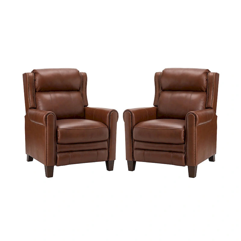 Felisa, ensemble de 2 fauteuils inclinables manuels en cuir véritable, largeur 32,48 po