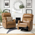 Fauteuil inclinable, pivotant et à bascule en cuir véritable FrancoModern avec garnitures cloutées (Lot de 2) par HULALA HOME