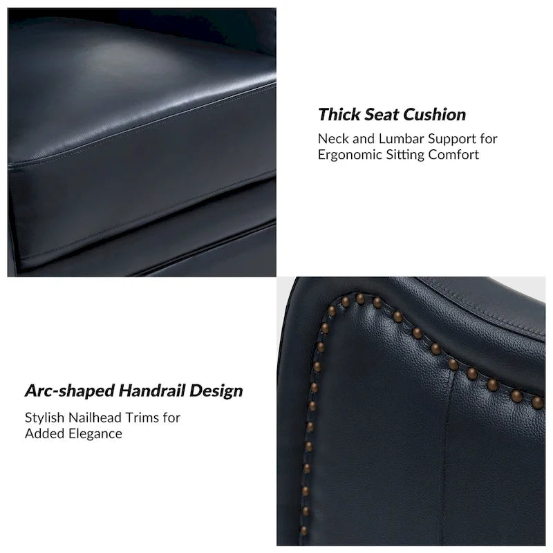 Fauteuil inclinable, pivotant et à bascule en cuir véritable FrancoModern avec garnitures cloutées (Lot de 2) par HULALA HOME