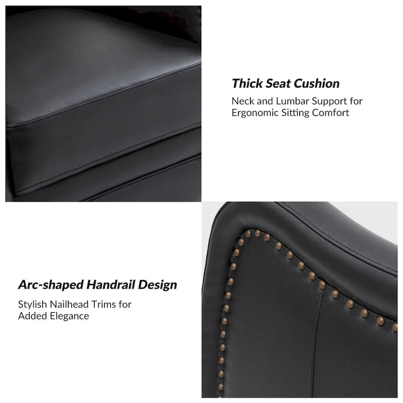 Fauteuil inclinable, pivotant et à bascule en cuir véritable FrancoModern avec garnitures cloutées (Lot de 2) par HULALA HOME