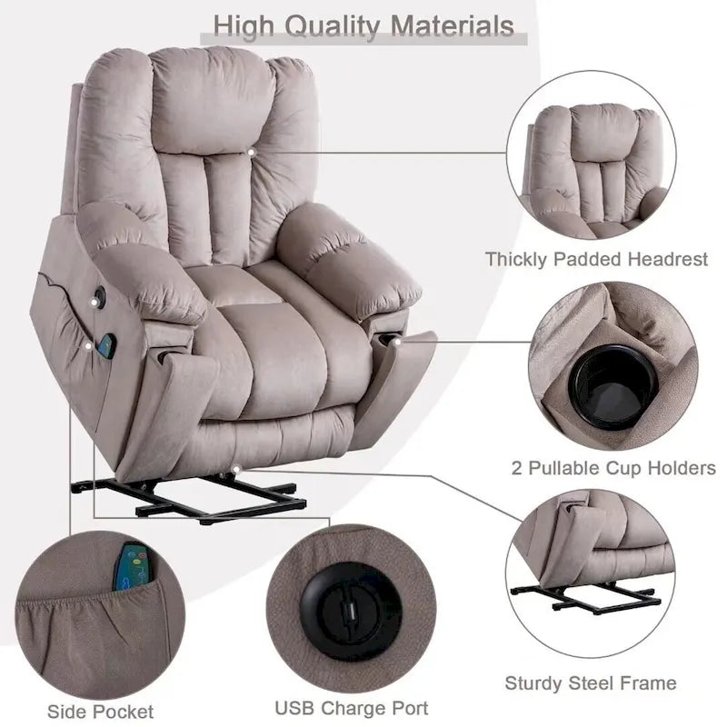 Fauteuil inclinable Ebello Power Assist Lift avec massage