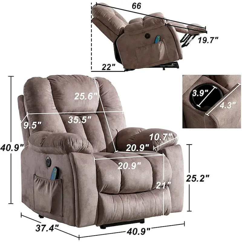 Fauteuil inclinable Ebello Power Assist Lift avec massage
