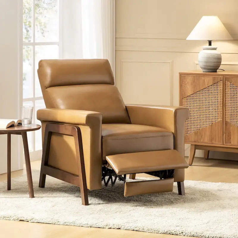 Fauteuil inclinable Jaime Modern Power en cuir véritable avec ports USB de HULALAHOME