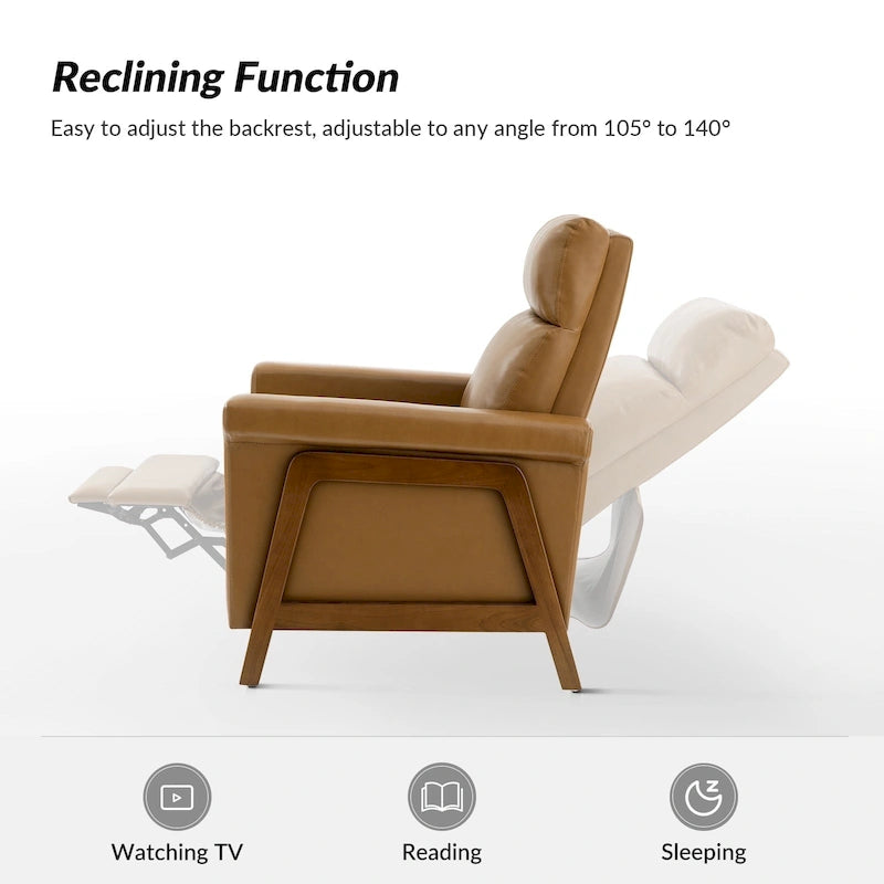 Fauteuil inclinable Jaime Modern Power en cuir véritable avec ports USB de HULALAHOME