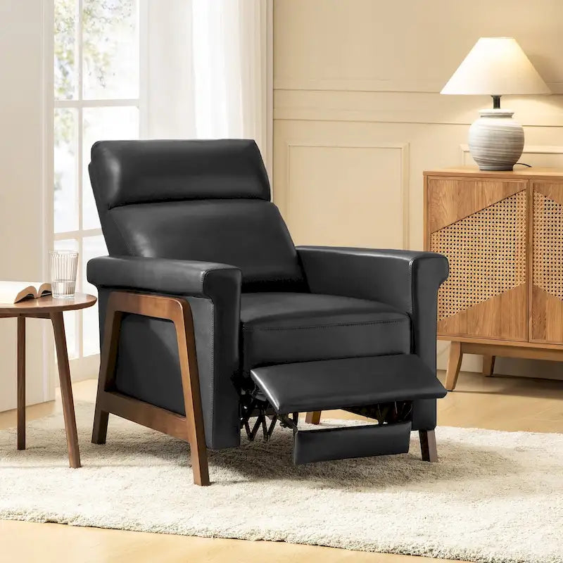 Fauteuil inclinable Jaime Modern Power en cuir véritable avec ports USB de HULALAHOME