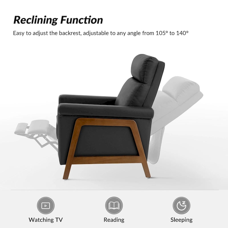 Fauteuil inclinable Jaime Modern Power en cuir véritable avec ports USB de HULALAHOME