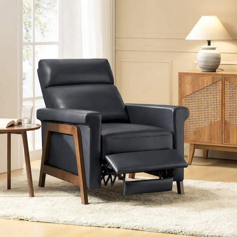 Fauteuil inclinable Jaime Modern Power en cuir véritable avec ports USB de HULALAHOME