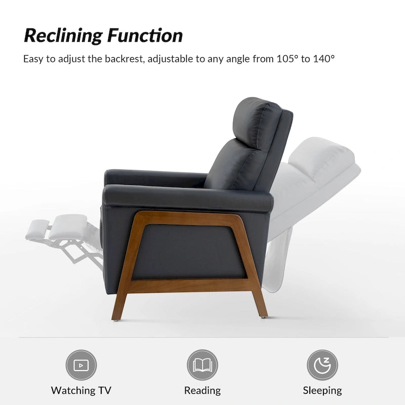 Fauteuil inclinable Jaime Modern Power en cuir véritable avec ports USB de HULALAHOME
