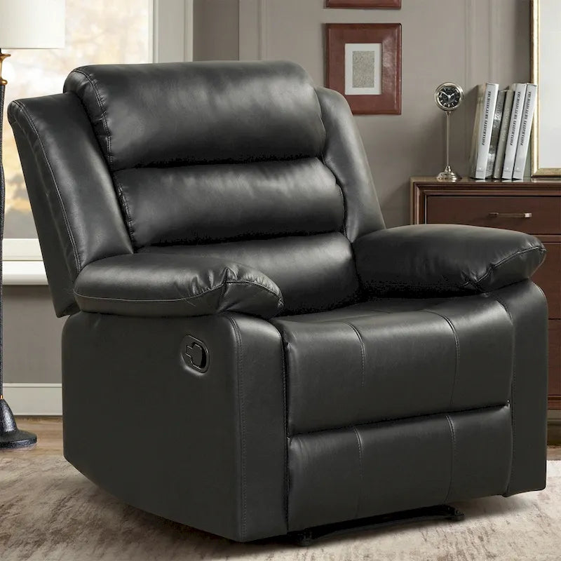 Fauteuil inclinable manuel en cuir PU respirant avec accoudoirs et dossier surrembourrés