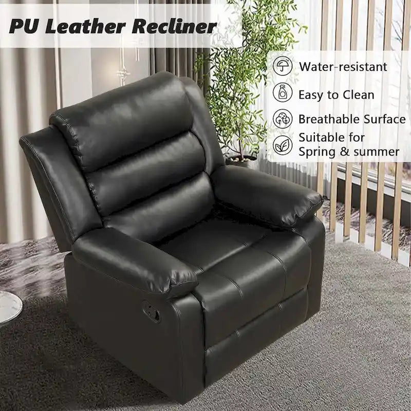 Fauteuil inclinable manuel en cuir PU respirant avec accoudoirs et dossier surrembourrés