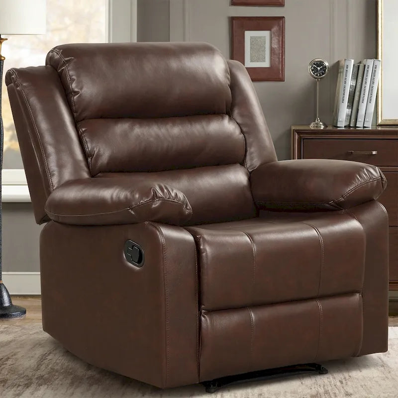 Fauteuil inclinable manuel en cuir PU respirant avec accoudoirs et dossier surrembourrés