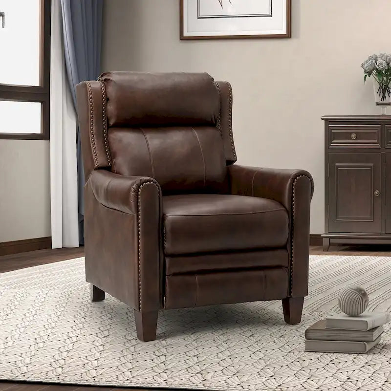 Fauteuil inclinable manuel en cuir véritable Felisa 32.48