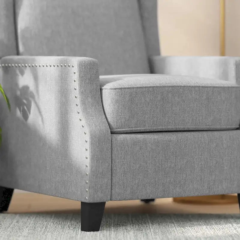 Fauteuil inclinable avec pochette arrière et garniture de clous décoratifs