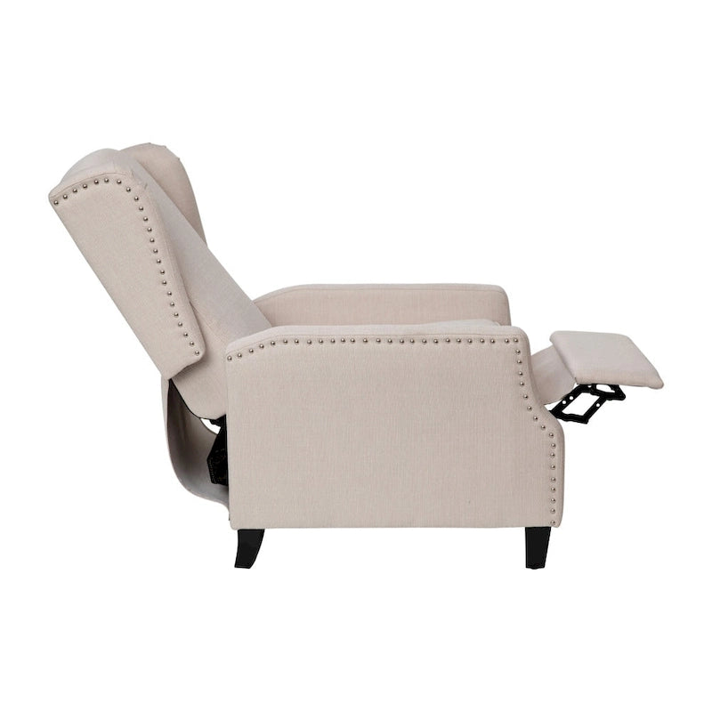 Fauteuil inclinable avec pochette arrière et garniture de clous décoratifs