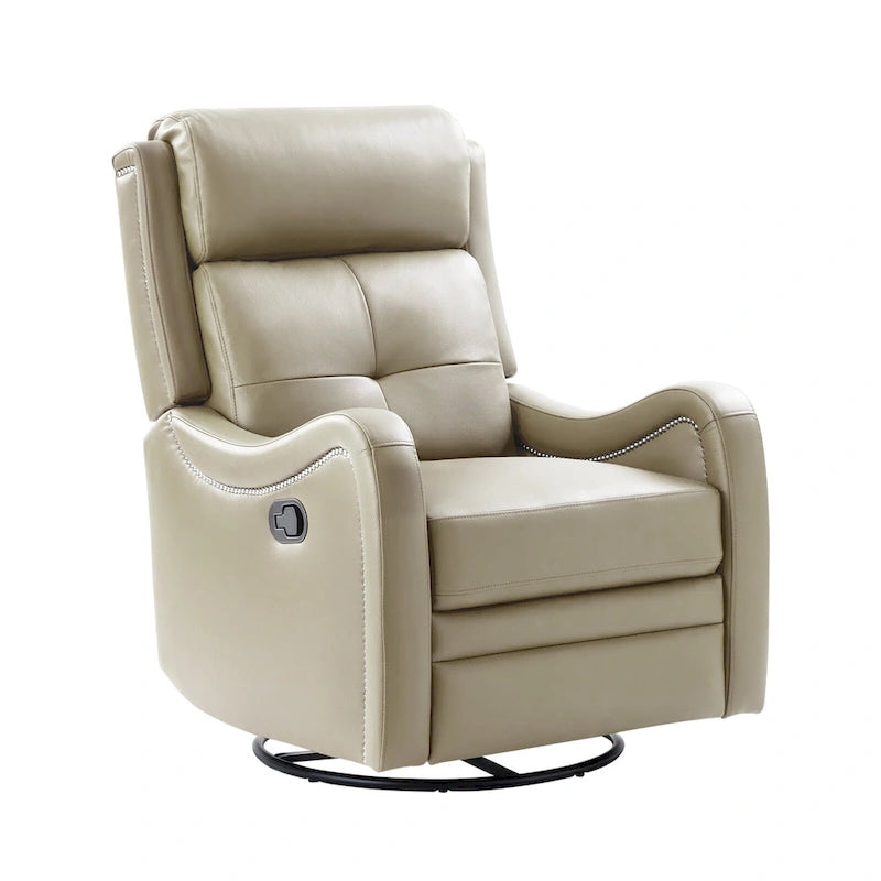 Fauteuil inclinable, basculant et pivotant en cuir véritable FrancoModern avec garniture cloutée par HULALA HOME