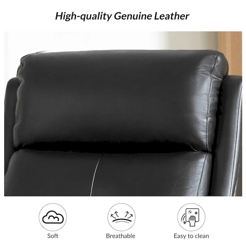 Fauteuil inclinable, basculant et pivotant en cuir véritable FrancoModern avec garniture cloutée par HULALA HOME
