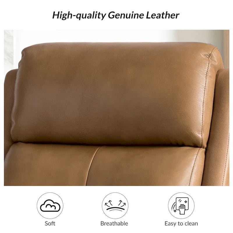 Fauteuil inclinable, basculant et pivotant en cuir véritable FrancoModern avec garniture cloutée par HULALA HOME