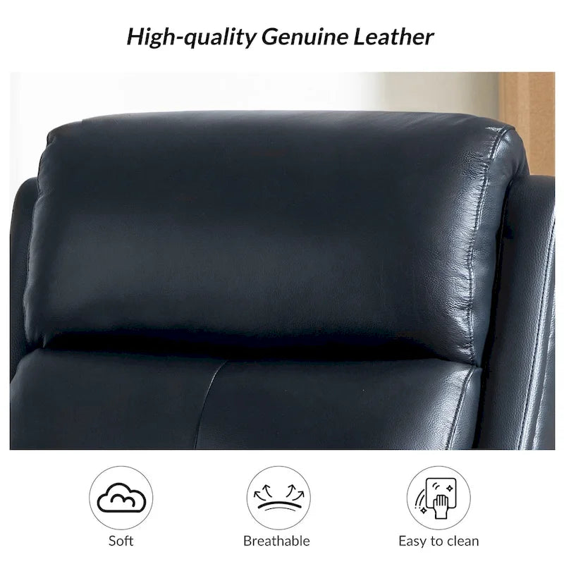 Fauteuil inclinable, basculant et pivotant en cuir véritable FrancoModern avec garniture cloutée par HULALA HOME