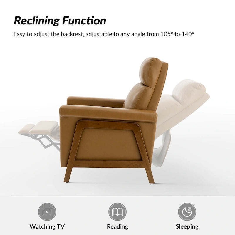 Fauteuil inclinable électrique en cuir véritable moderne Jaime avec ports USB intégrés, lot de 2, par HULALA HOME