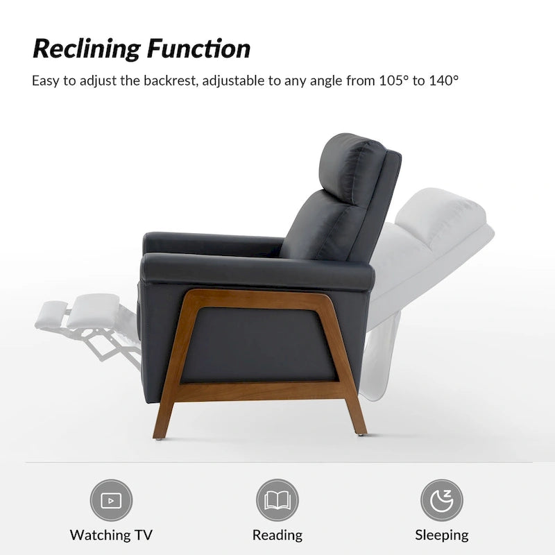Fauteuil inclinable électrique en cuir véritable moderne Jaime avec ports USB intégrés, lot de 2, par HULALA HOME