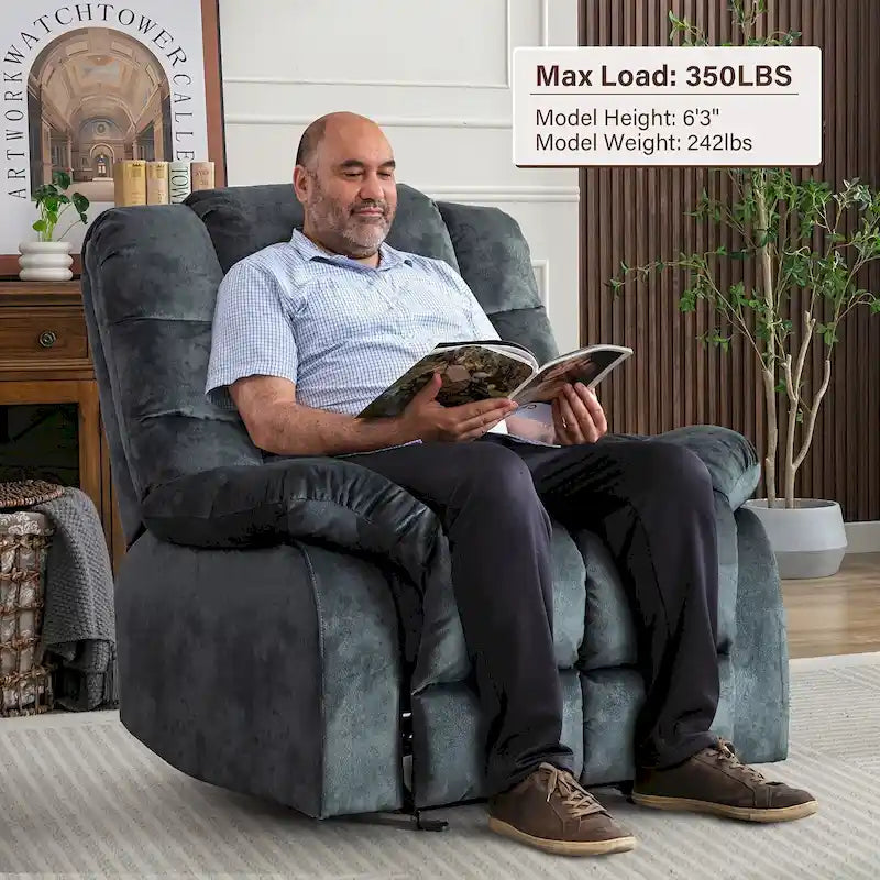 Manual Recliner Overstuffed Breathable Fabric Sofa for Living Room