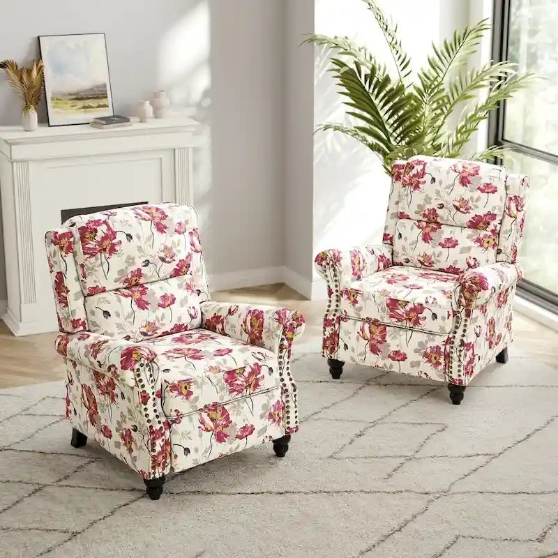 Fauteuil inclinable moderne 2 places avec assise rembourrée en cuir PU/tissu
