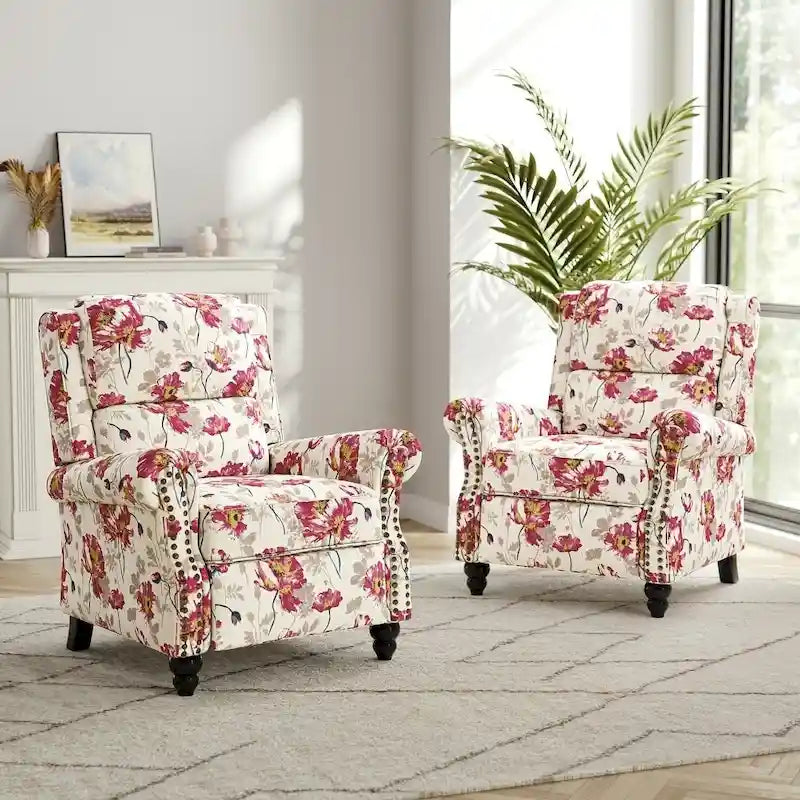 Fauteuil inclinable moderne 2 places avec assise rembourrée en cuir PU/tissu