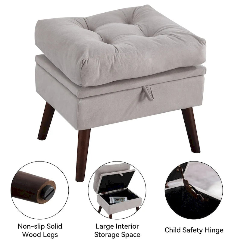 HOMYKA Chaise longue rembourrée avec dossier réglable et pouf de rangement