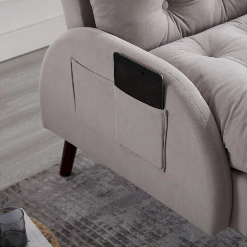 HOMYKA Chaise longue rembourrée avec dossier réglable et pouf de rangement