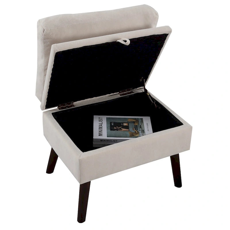 HOMYKA Chaise longue rembourrée avec dossier réglable et pouf de rangement