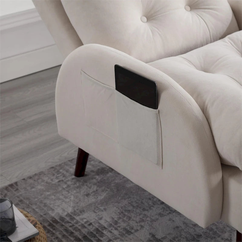HOMYKA Chaise longue rembourrée avec dossier réglable et pouf de rangement