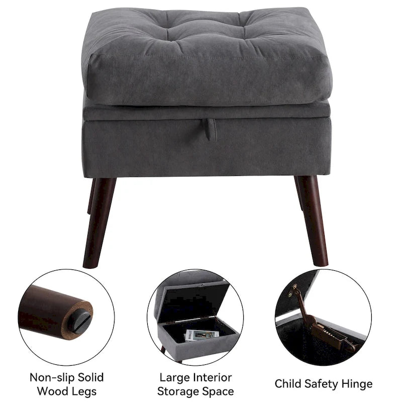HOMYKA Chaise longue rembourrée avec dossier réglable et pouf de rangement
