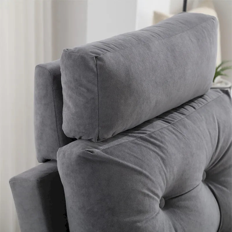 HOMYKA Chaise longue rembourrée avec dossier réglable et pouf de rangement